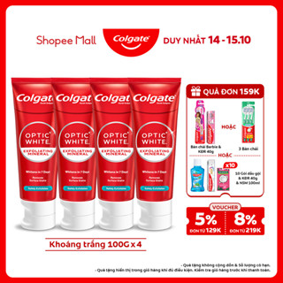Bộ 4 Kem Đánh Răng Colgate trắng răng Optic White trắng trong 7 ngày từ tinh thể khoáng trắng 100g/tuýp