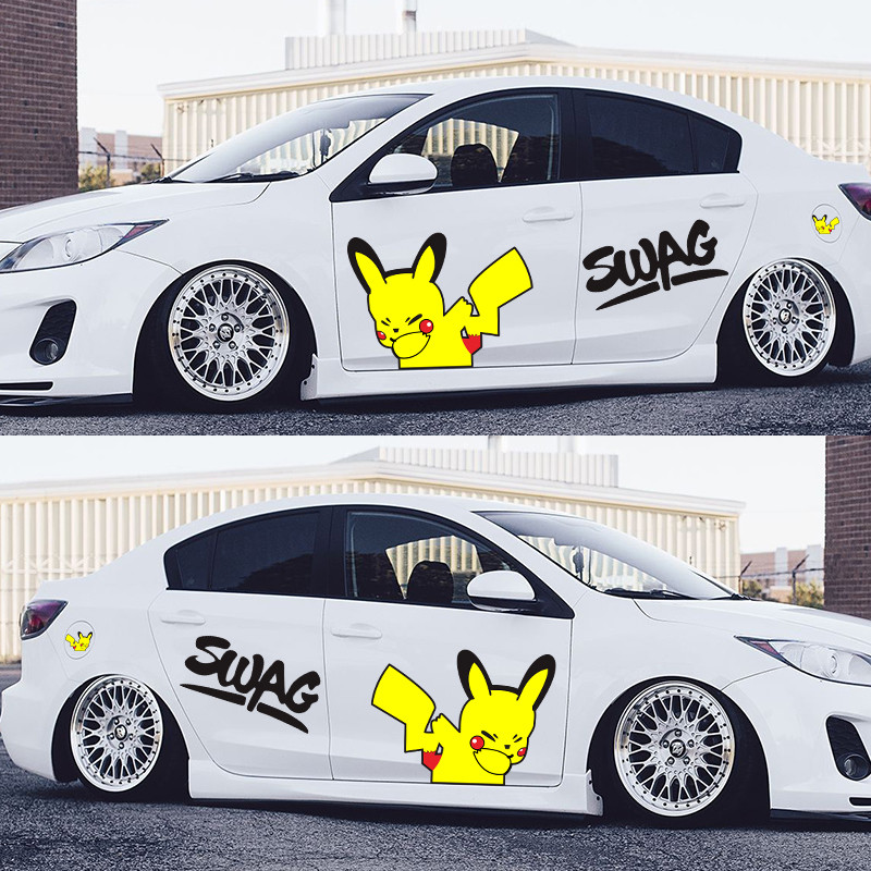 Pikachu Xe Miếng Dán Tik Tok Influencer Hip Hop Hoạt Hình Dễ Thương Cơ Thể Trầy Xước Khối Pikachu Vò