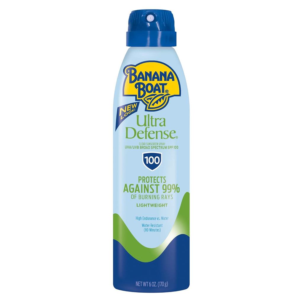 Xịt chống nắng trong suốt Banana Boat Ultra Defense SPF 100, 6oz | Kem chống nắng nhẹ, Banana Boat S