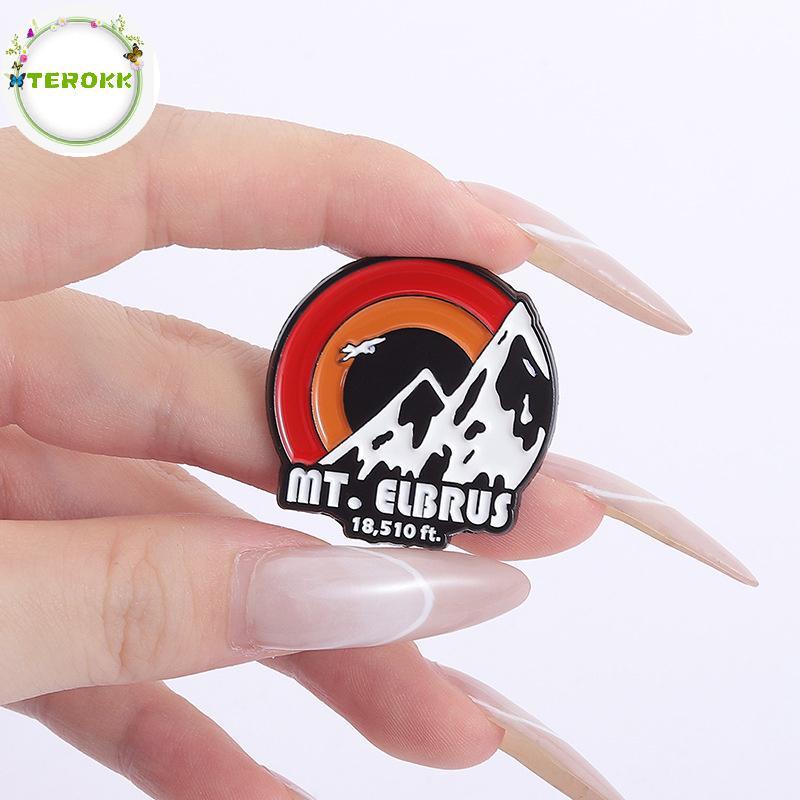 TEROKK Nga Elbrus Gắn Men Chân Phong Cảnh Tự Nhiên Bình Minh Núi Tuyết Thổ Cẩm Bapa Ve Áo Huy Hiệu T