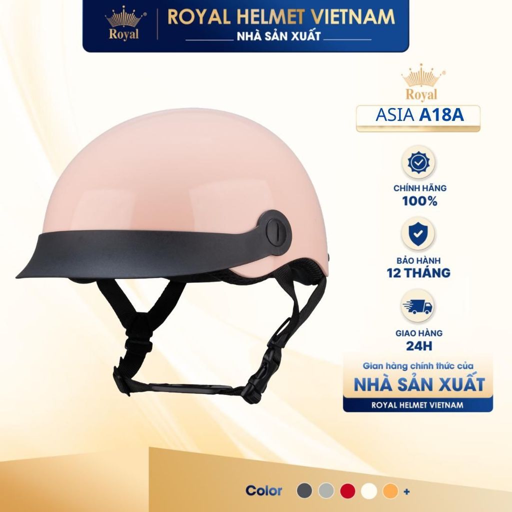 Mũ Bảo Hiểm Nửa Đầu Asia A18A luoi Trai, Nón Bảo Hiểm 1/2 Vỏ Nhựa Abs Bảo Hành 12 Tháng
