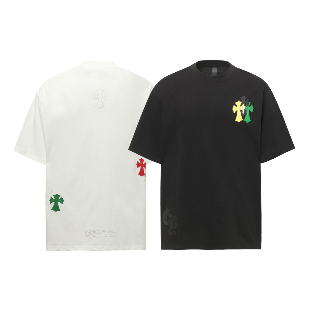 Chrome Hearts 2026 Colorful Cross Appliqué Embroidery Couple's Short Sleeve Shirt T T-shirt Couple