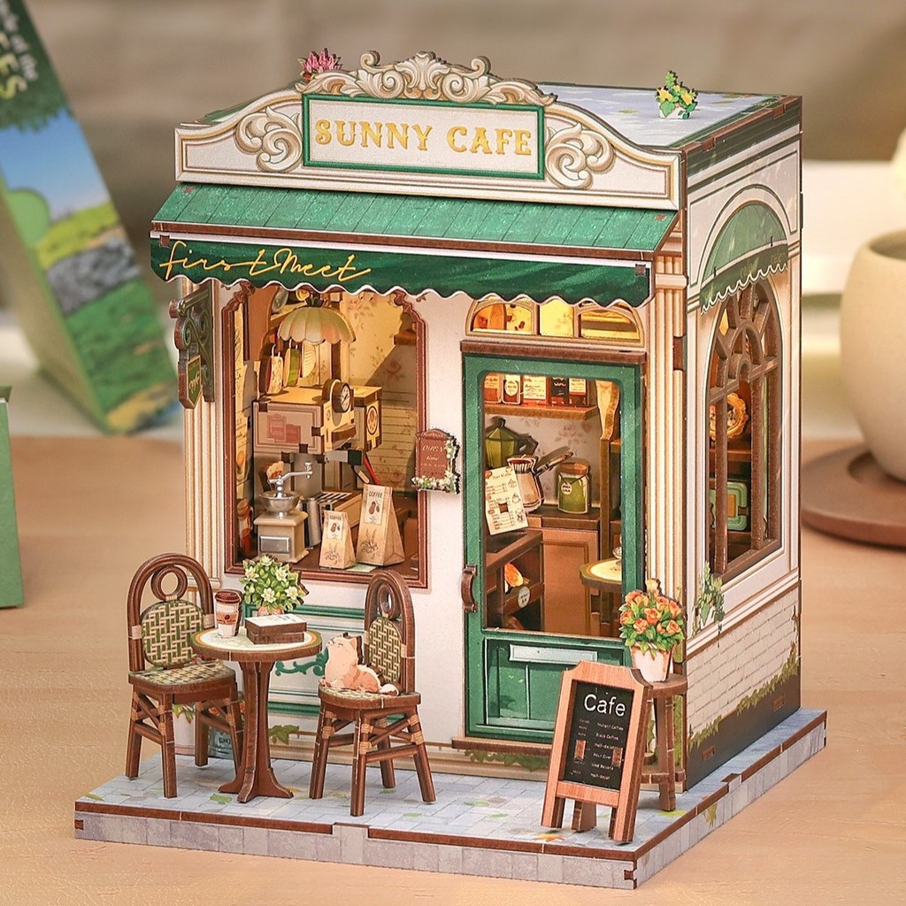JNCB [New Products in Stock]Dessert and Coffee Shop Model Handmade diy Miniature house assembly mode