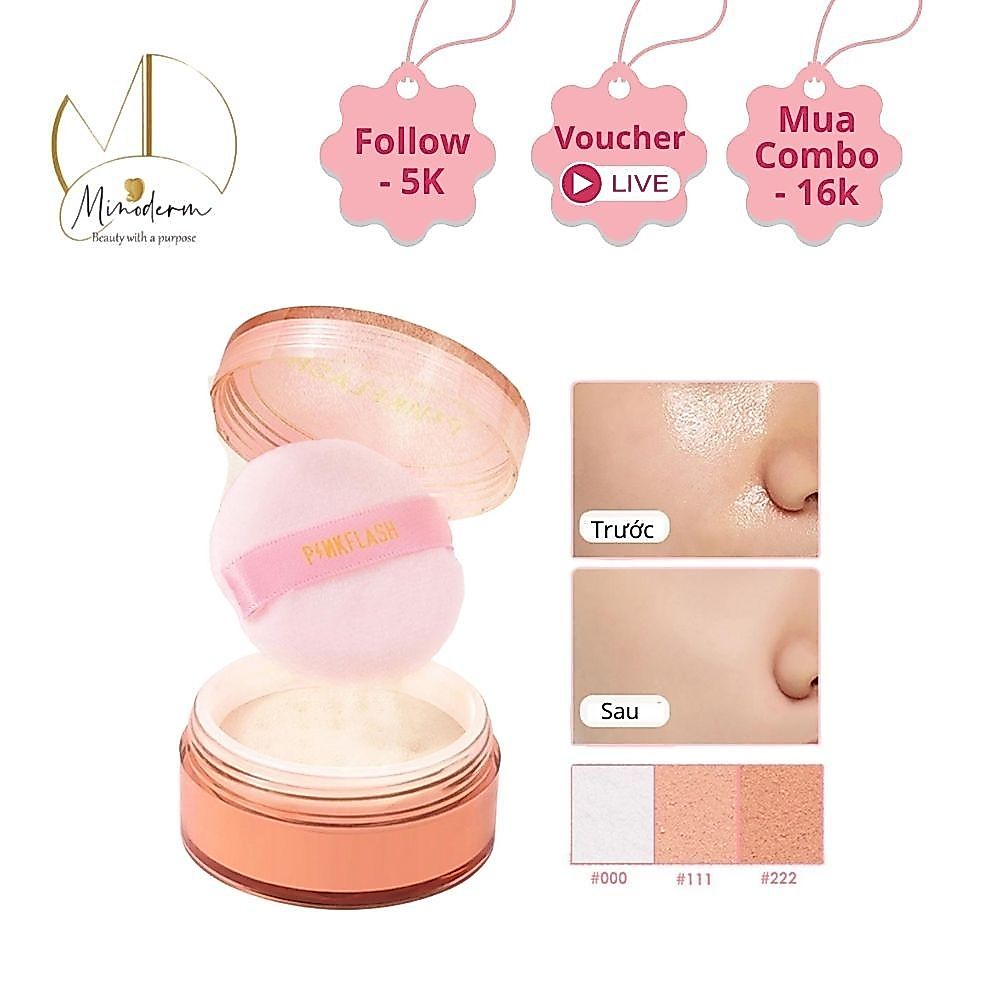 Phấn phủ PINKFLASH kiềm dầu lâu trôi, chống thấm nước 6g F06