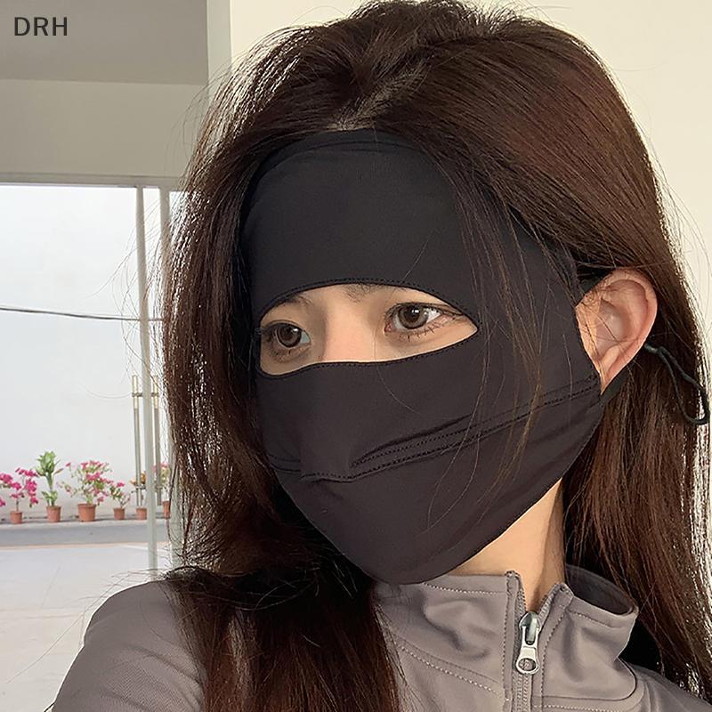 Mặt nạ DRH Mùa hè Phần mỏng Mặt nạ chống nắng toàn mặt Uv Thời trang ngoài trời Mặt nạ lụa băng thoá
