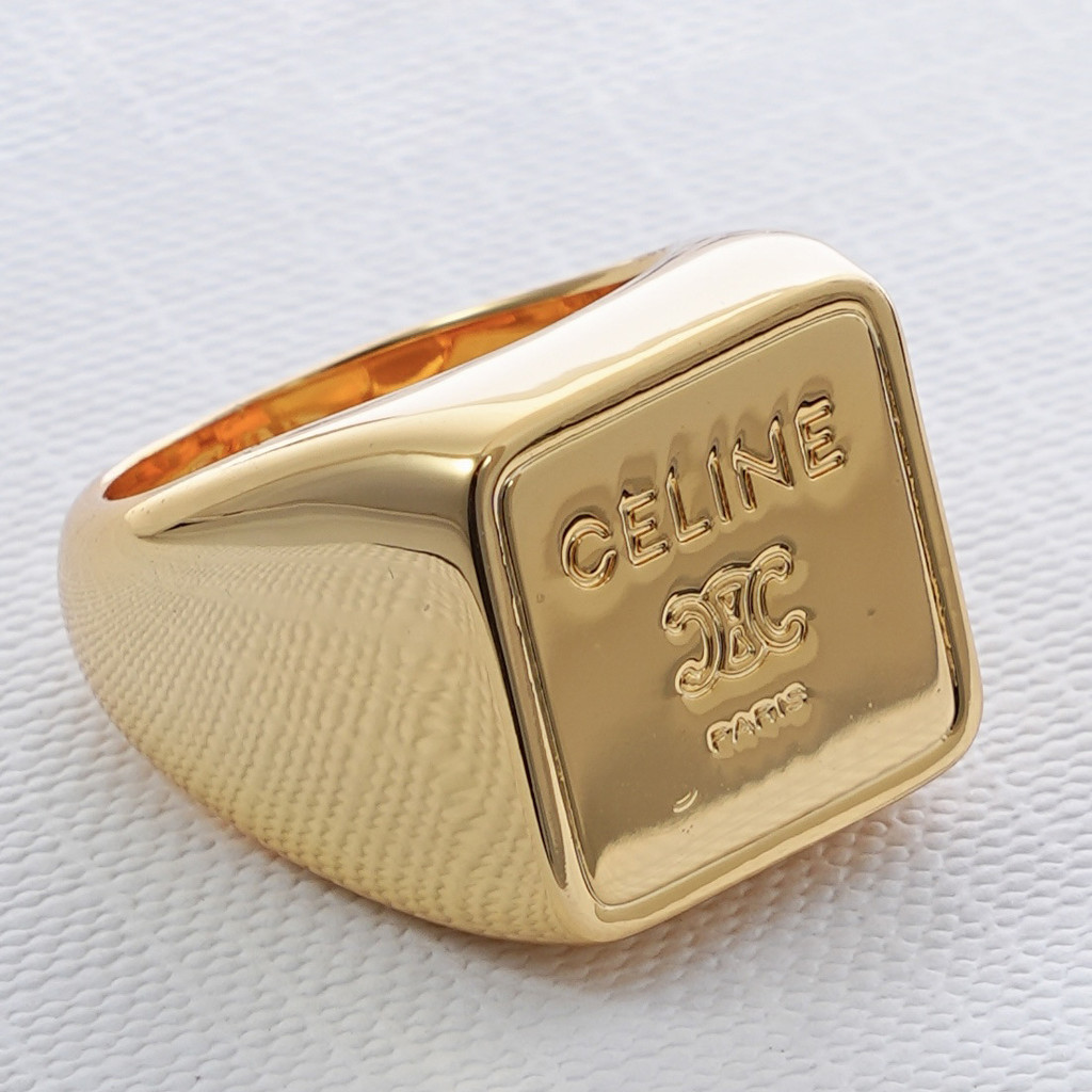 8TLK Ce**ne New stylish and elegant vintage personality gold square signet ring, high-end ring