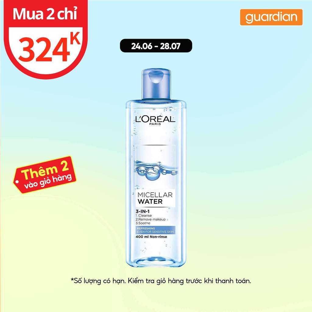 Nước Tẩy Trang L'Oréal Paris 3 In 1 Micellar Water Làm Tươi Mát Da Guardian 400Ml