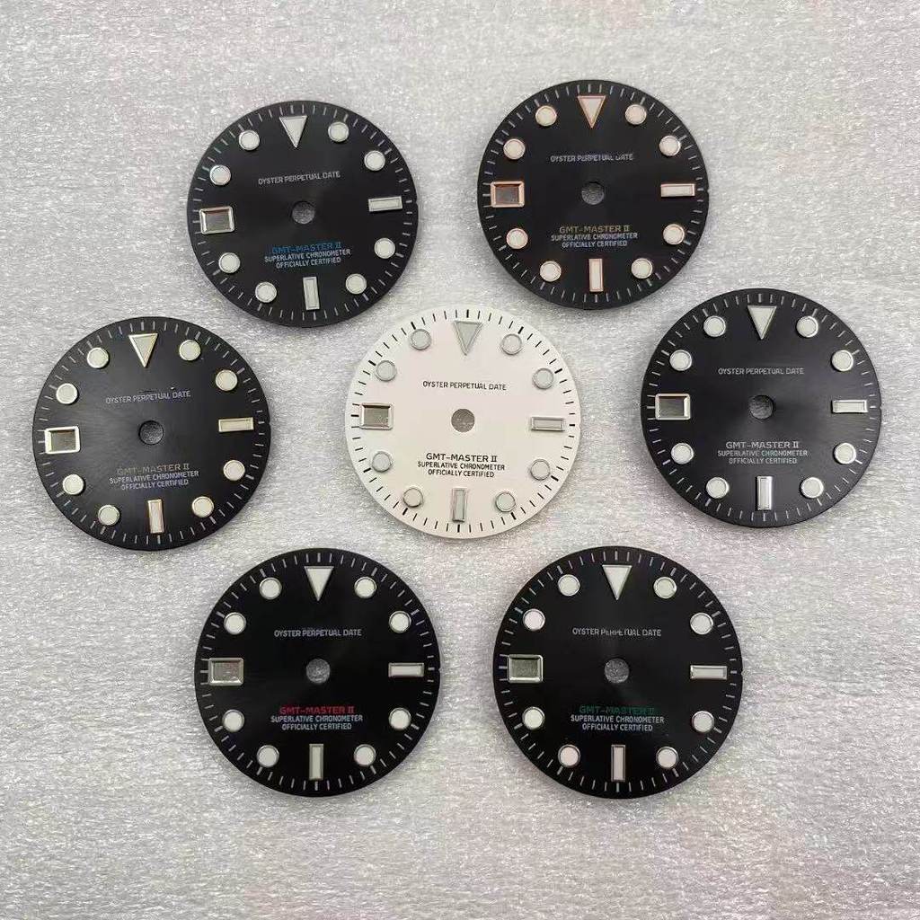 [Phụ kiện mặt số 5] Phong cách mới GMT Tay trái NH34 Đường kính mặt số 28,5mm Phụ kiện đồng hồ mặt s