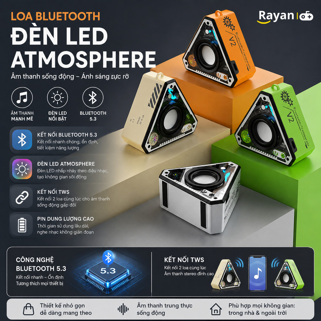 Loa Bluetooth Mini Di Động Máy Nghe Nhạc Gia Đình Cầm Tay Cao Cấp Bluetooth V2
