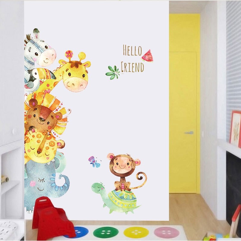 [DOLLDOLL-VN]Decal Animals Wall Art Mural Forest Children DIY Kids Decoration Monkey