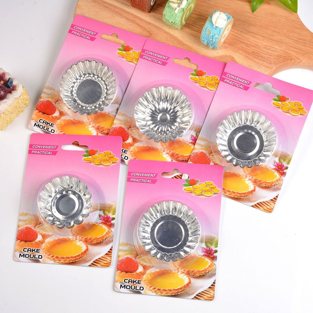 ~ ~ 4 Chiếc Thiếc Trứng Tart Khuôn Ren Trứng Tart Hoa Cúc Cốc Dừa Tròn Trứng Tart Cốc Bồ Đào Nha Bán