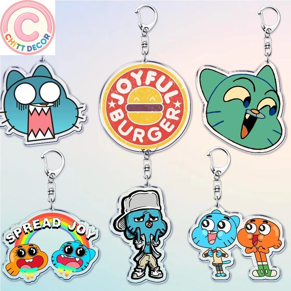 Móc khóa Gumball và Darwin Watterson mica Acrylic dễ thương Thế Giới Kỳ Diệu của Gumball TAWOG mica