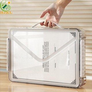 HJKL Hộp đựng tài liệu tập tin HJKL, a4 có nắp Hộp lưu trữ giấy để bàn, Hộp đựng thẻ có thể xếp chồng dày trong suốt đa chức năng Hộ gia đình