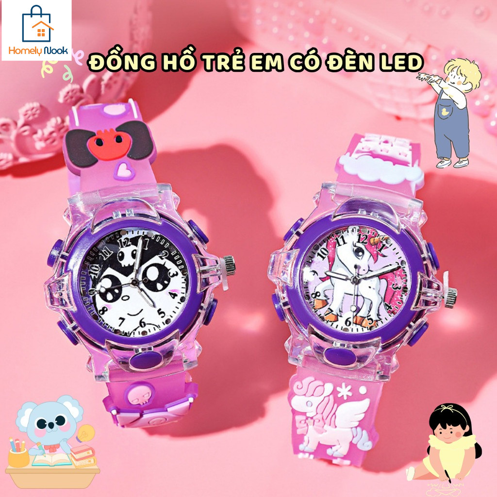 Đồng hồ thạch anh LED Sanrio Kuromi Melody Cinnamoroll hoạt hình dễ thương 2024, nhiều màu sắc, phù hợp cho trẻ em