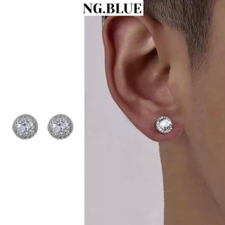  Khuyên tai nam châm hoa tai nam nữ đính đá bạc đen 6mm 8mm không cần bấm lỗ thép titan không gỉ đẹp phụ kiện 