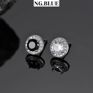  Bông tai nam nữ bạc s925 tròn đính đá zircon sang trọng xoắn vòng không gỉ hoa tai đẹp nụ thời trang hiphop 