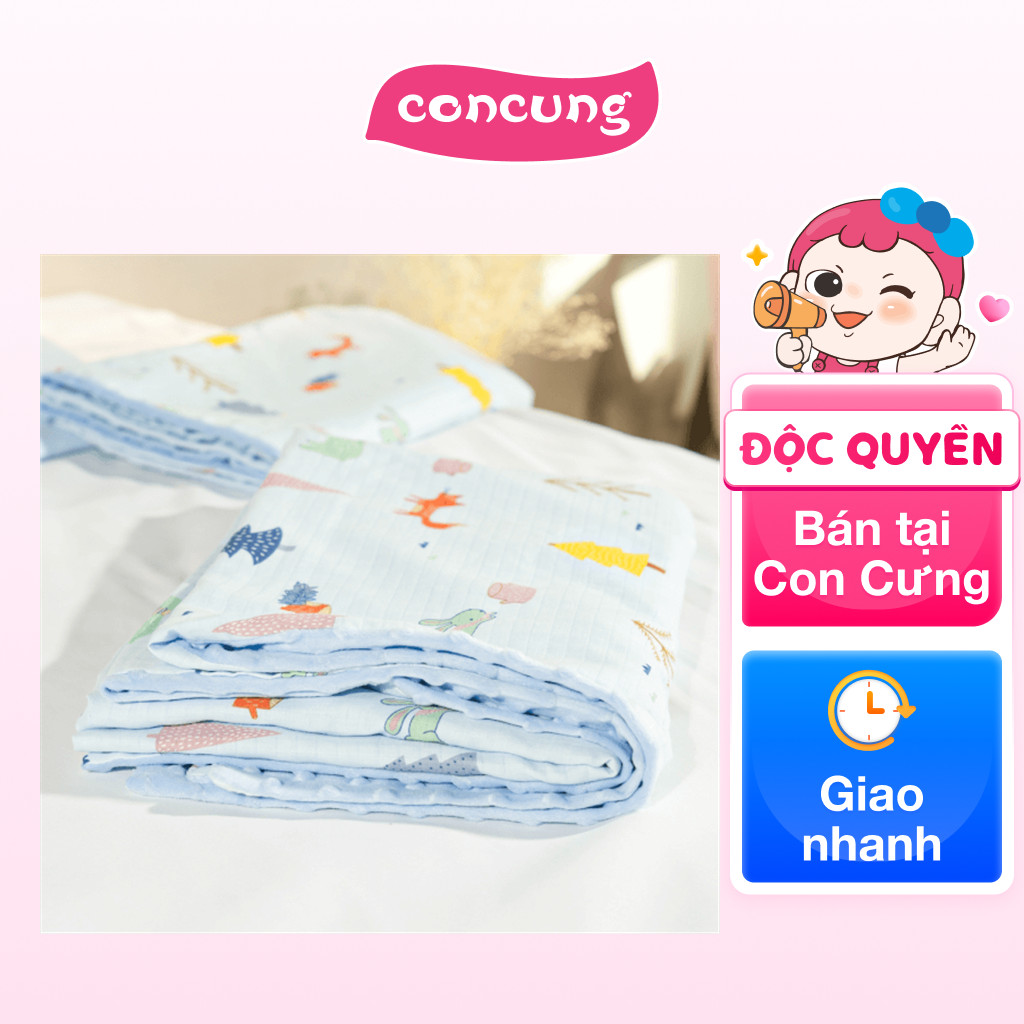 Chăn xô 2 lớp Animo B2204_MN003 cho bé (75x100cm) - Xanh