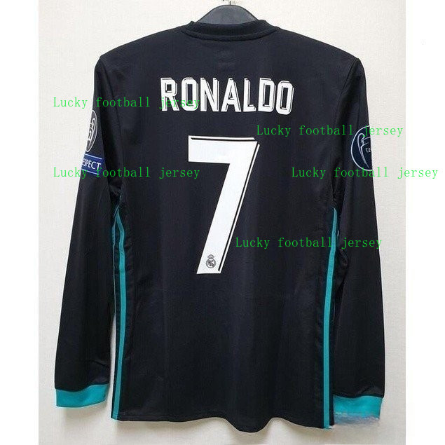 Áo bóng đá Real Madrid dài tay 2017-2018 - Bo hoa với hình ảnh Cristiano Ronaldo, Luka Modric và Kar
