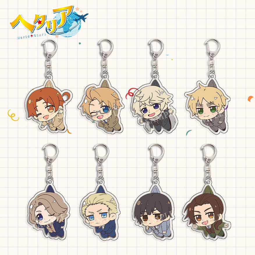 Anime Axis Powers Hetalia Acrylic Keychain Cartoon Funny Bag Pendant Cute Charm Car Keyring Accessar