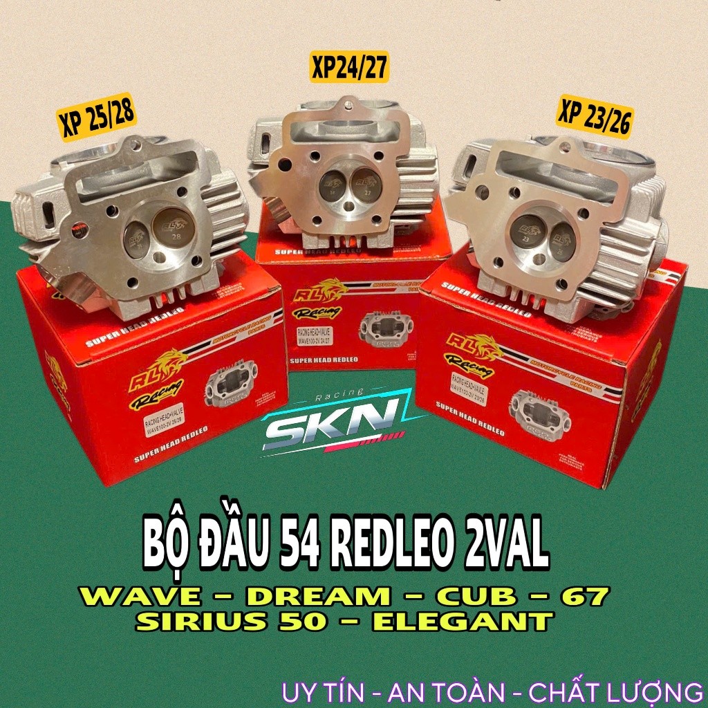 Bộ đầu 2val REDLEO 54 cho xe Wave, Dream, Cub, 67, Sirius 50, Elegant Xp 23/26 -24/27 -25/28 >>