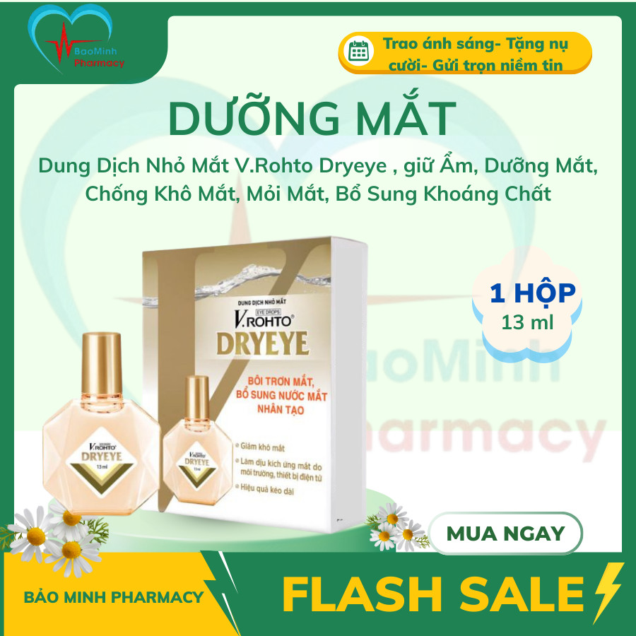 Dung Dịch Nhỏ Mắt V.Rohto Dryeye , giữ Ẩm, Dưỡng Mắt, Chống Khô Mắt, Mỏi Mắt, Bổ Sung Khoáng Chất