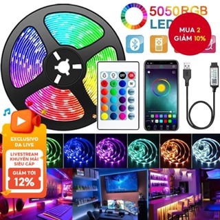Dây Đèn Led 5050 RGB Thay Đổi Màu Sắc Kèm Điều Khiển bluetooth Tiện Dụng Trang Trí Phòng Khách / Phòng Ngủ