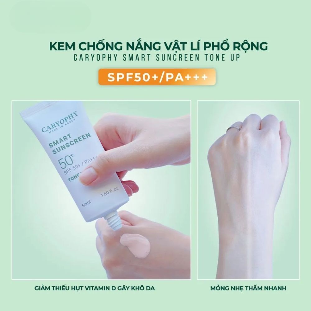 Ảnh 3 của Kem Chống Nắng Caryophy Smart Sunscreen SPF50+ PA+++ Giúp Chống Nắng, Nâng Tông, Ngừa Mụn 50ml