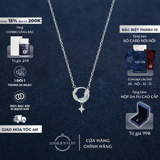 Dây chuyền bạc Ý bán nguyệt moonstone Asimi, dây chuyền bạc nữ mặt đá tinh tế Moon Night DC49
