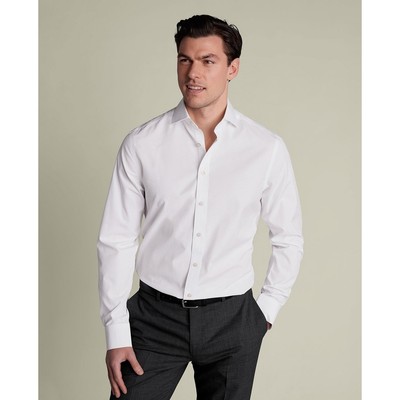 CHARLES TYRWHITT - Áo sơ mi nam cổ bẻ tay dài Poplin_FON0671-WHT