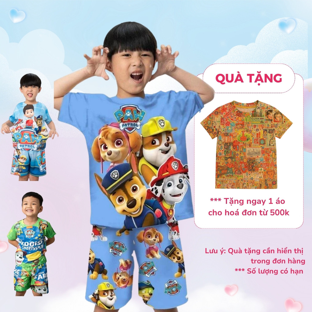 Quần áo bé trai Chó Cứu Hộ co giãn 4 chiều in 3D TP022,43 Size đại (10-60kg) mặc nhà đi chơi đi học