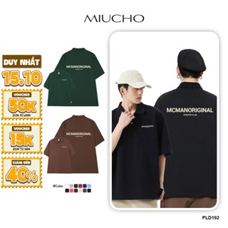 Áo polo nam form rộng đẹp PLD192 Miucho tay lỡ vải cotton mềm mại cho nam in Typography