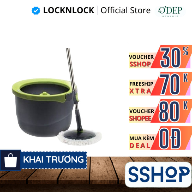 Bộ lau nhà xoay tay LocknLock ETM498 bông lau 360 độ thùng vắt chính hãng - SSHOP SSO