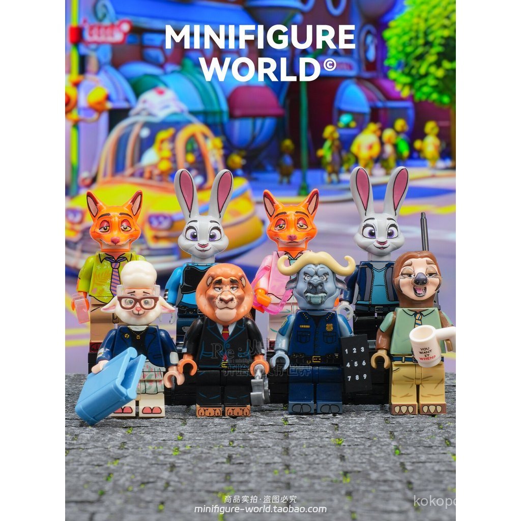 Crazy Zoo Judy Nick Lightning Sheep Ox Lion Hàng hóa Hoạt hình Lắp ráp Khối xây dựng Minifigure Đồ c
