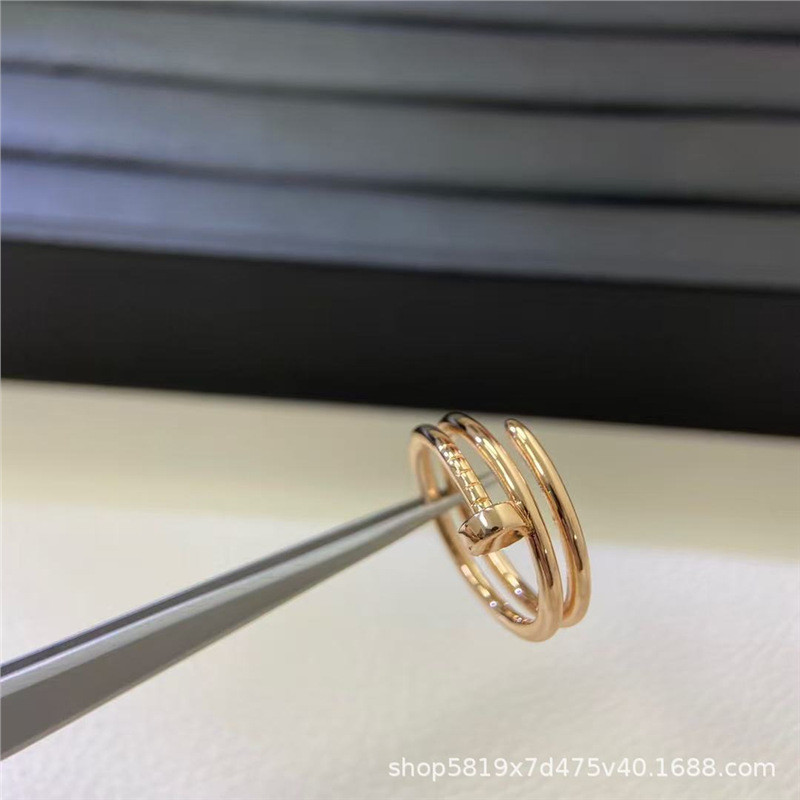 New Fashionable Versatile Three-Circle Stud Ring for Women18k Rose Gold