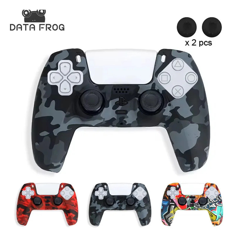 DATA FROG Camo Bảo Vệ Da Cho SONY Playstation 5 Silicon Case Grip Cho PS5 Bộ Điều Khiển Phụ Kiện