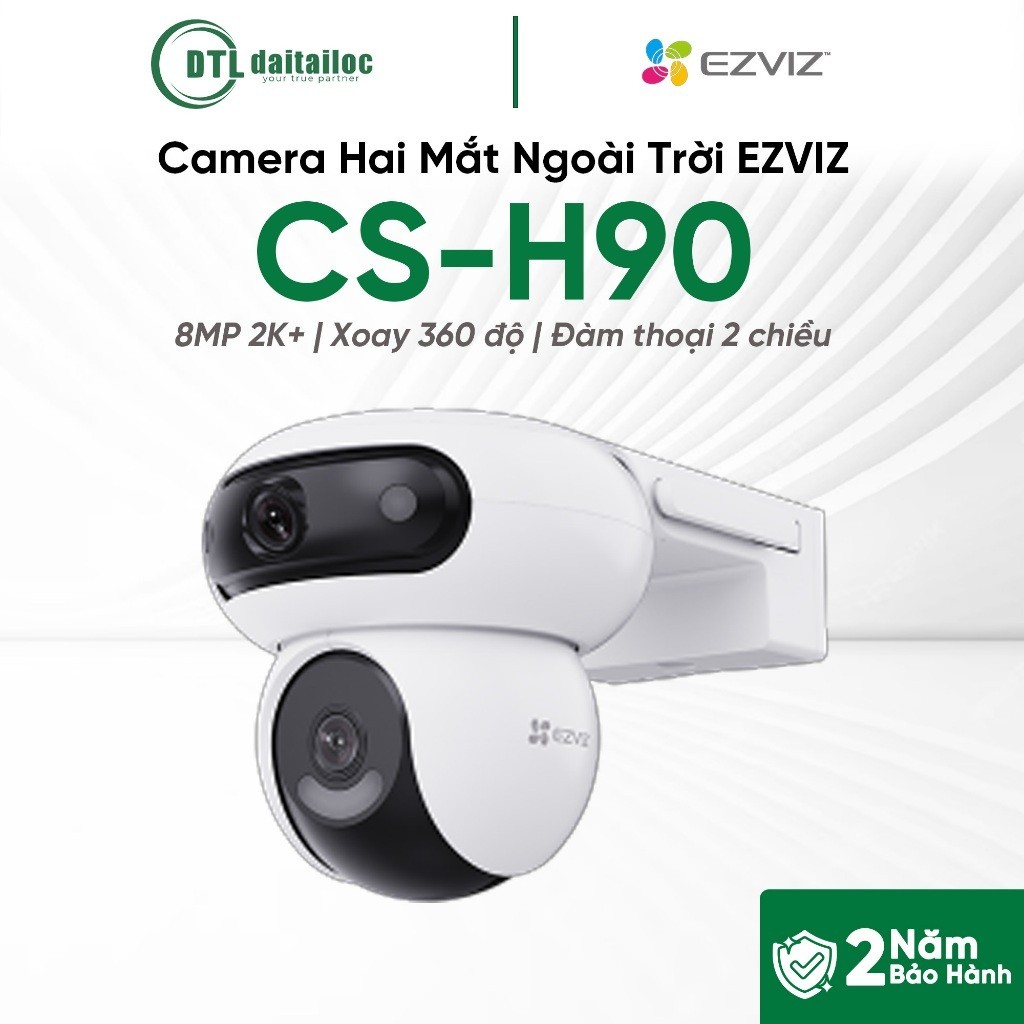 Camera Ngoài Trời Ezviz CS-H90 Dual 2K+ (2 Mắt 4MP+4MP/Xoay 360 độ/Ghi hình màu) | Chính Hãng | Bảo 
