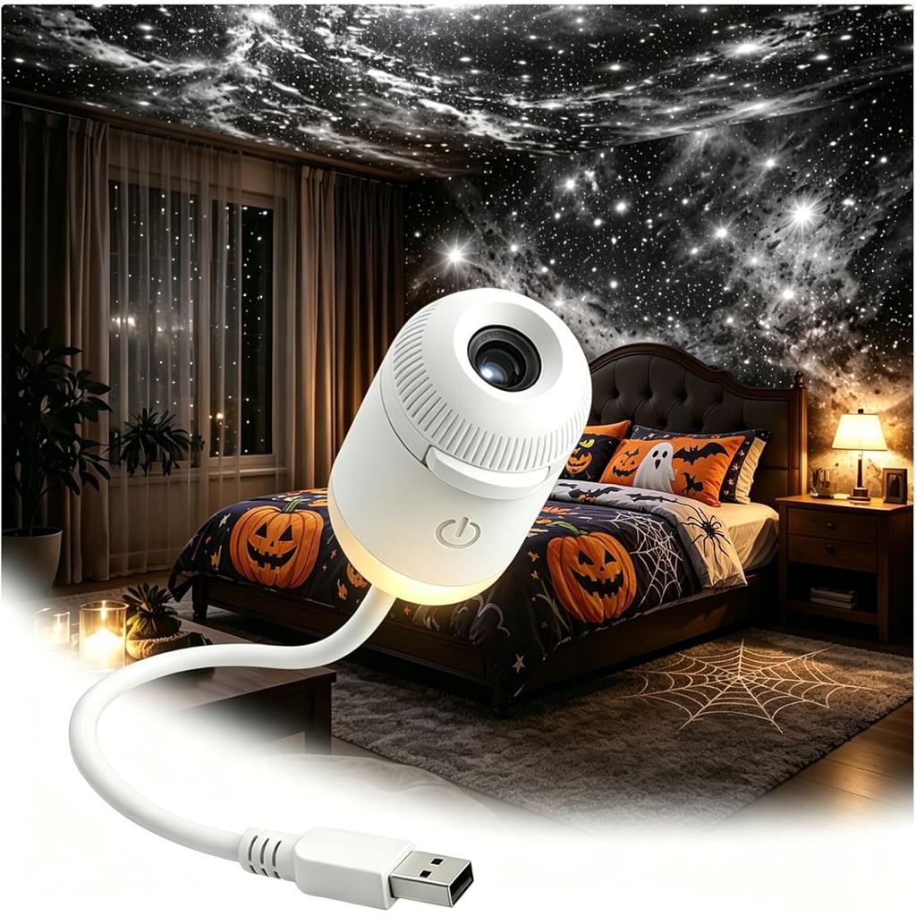 2-in-1 Galaxy Projector Night Light, USB Portable Projector, Mini Star LED Nightlight Wall Lamp for 