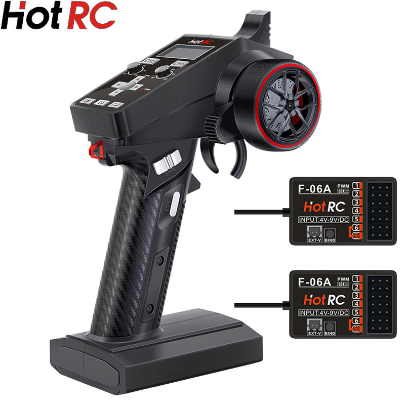 Hotrc CT-6A 6CH RC Bộ phát 2.4GHz Bộ điều khiển từ xa Hệ thống vô tuyến với Bộ thu F-06A cho xe RC