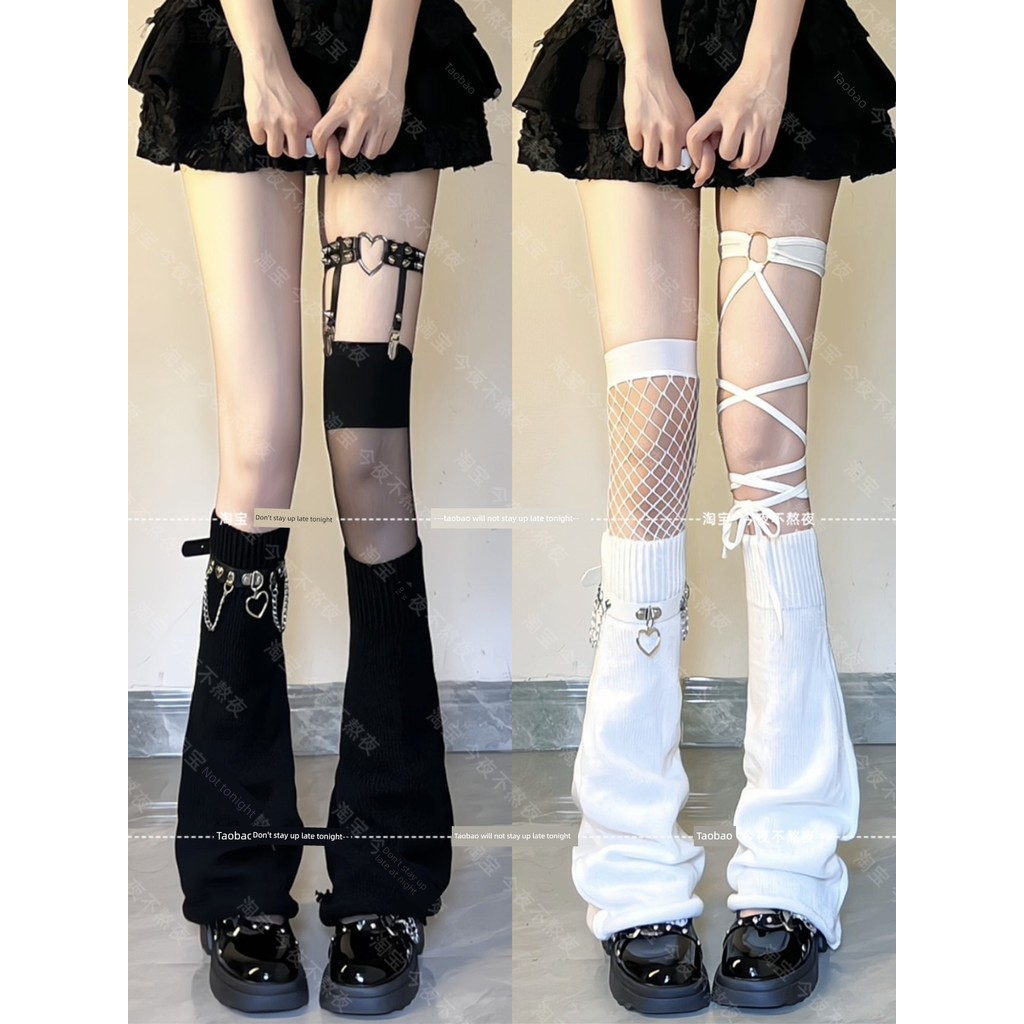 Đừng ở lại tối nay y2k Vớ over-the-Knee Văn hóa Châu Á Tất cọc ống rộng Slimmer Look jk Leg Ring Ove