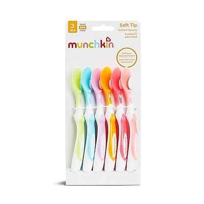Thìa mềm Munchkin (6c-16cm) - Màu sắc Hồng/Vàng/Xanh lá/Đỏ/Tím/Xanh lơ (Nhựa an toàn, không chứa BPA, PVC-USA)-65 gr