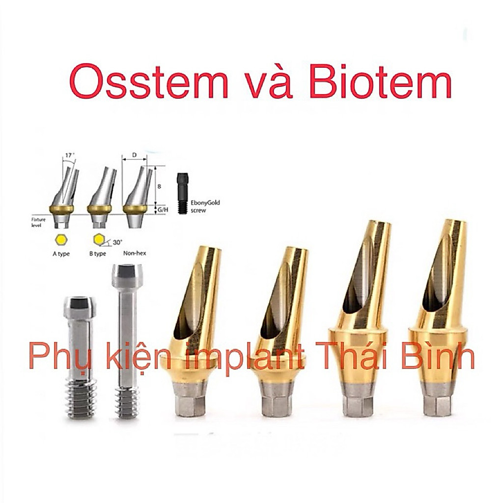Abutment nghiêng 17 độ tương thích với implant Osstem/Hiossen và Biotem