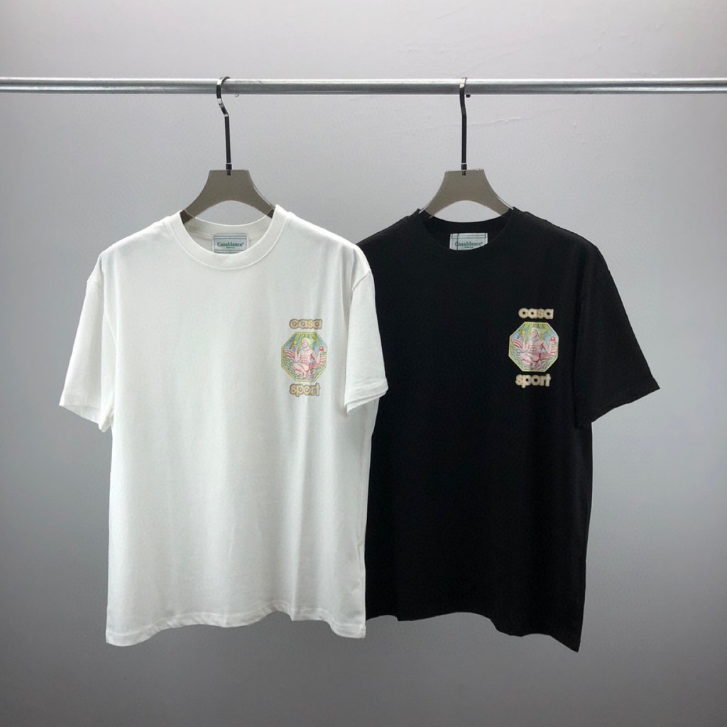 0DY0 Casablanc * Áo thun ngắn tay miễn phí Đèn pin in chữ Unisex Phù hợp với mọi trận đấu