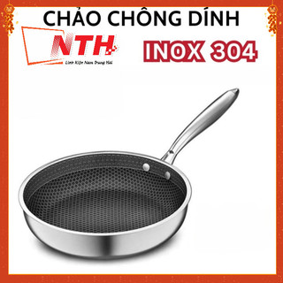  Chảo Chống Dính Vân Đá Tổ Ong Chất Liệu Inox 304 Dùng Cho Mọi Loại Bếp size 28cm- 32cm đế bằng 