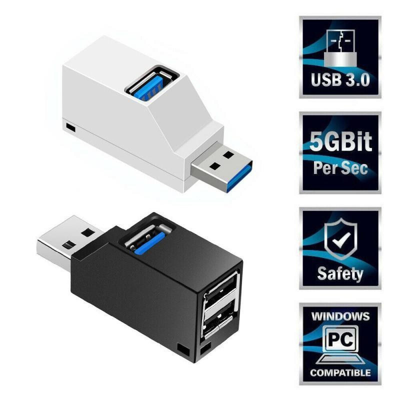 Mini 3 Cổng USB 3.0 2.0 Bộ Chia Hub USB Switcher USB Di Động USB HUB Adapter Cho PC Laptop Phụ Kiện 