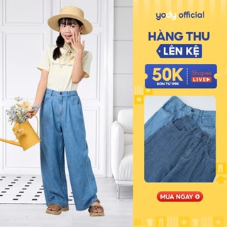 [Đồng giá] Quần Jeans Bé Gái Ống Rộng Yody Chất Jean Giấy Mềm Mịn, Cá Tính TRA GTJE25S009