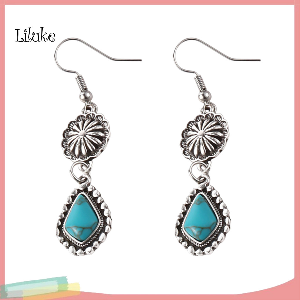 LK Bohemian Bông Tai Nữ Bông Tai Phong Cách Bohemian Bông Tai Đá Hoa Cho Nữ Retro Chống Dị Ứng Móc D