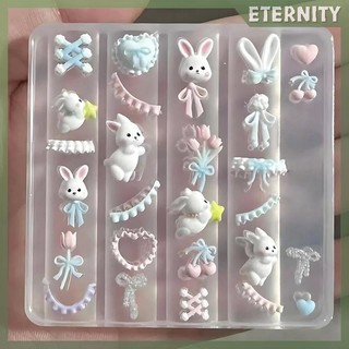  ETERNITY Ren Nơ Thỏ 3D Khuôn Silicon Móng Tay Nghệ Thuật Trang Trí Móng Tay DIY Thiết Kế Móng Tay Silicon Mẫu Móng Tay Khuôn Làm Móng ETERNITY 