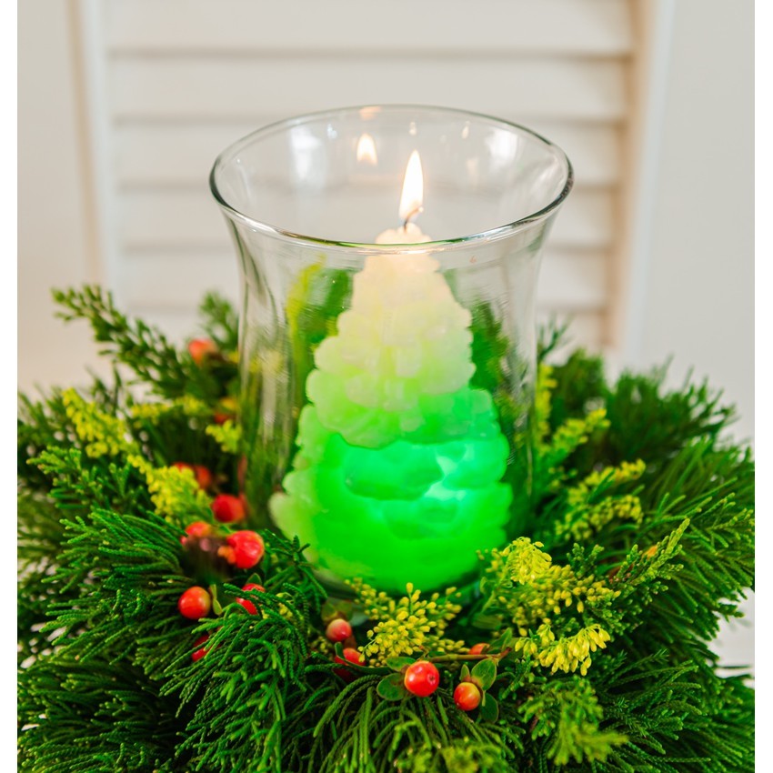 [BST Nến trang trí Noel 2024] Ly nến thơm hình cây thông Noel đổi màu đèn Led LED6354