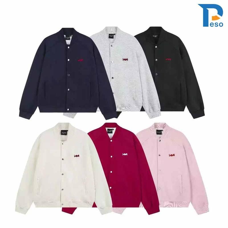 Áo khoác BOMBER vải nỉ 2 da, áo khoác nỉ logo M thêu nổi dày dặn - Peso style