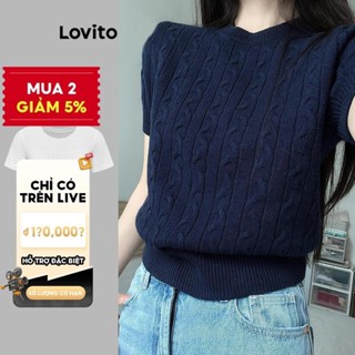 (Live Hosts' pick) Lovito Áo dệt kim cơ bản trơn thông thường dành cho nữ LNE43135 (Nhiều màu)